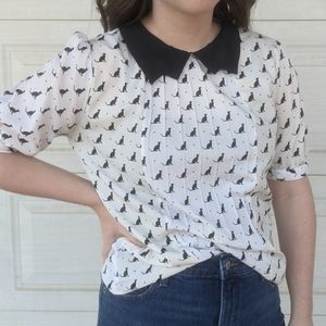 Cat button up blouse